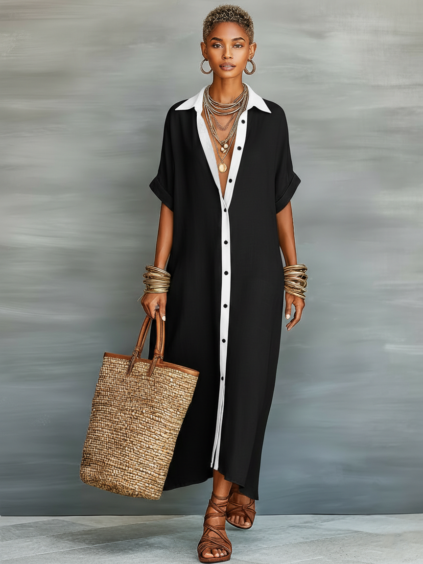 Mira Maxi Dress | Linen Blend, Short Sleeves, Perfect for Summer 2