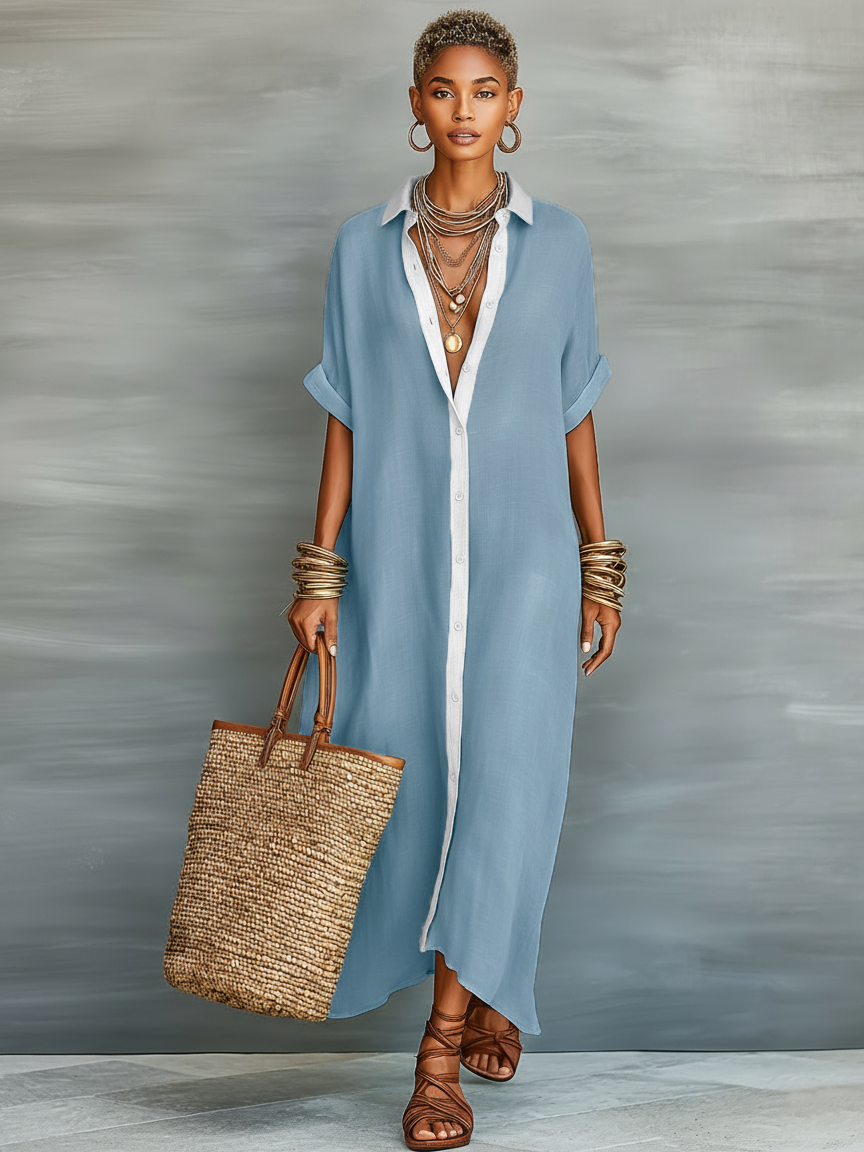 Mira Maxi Dress | Linen Blend, Short Sleeves, Perfect for Summer 3