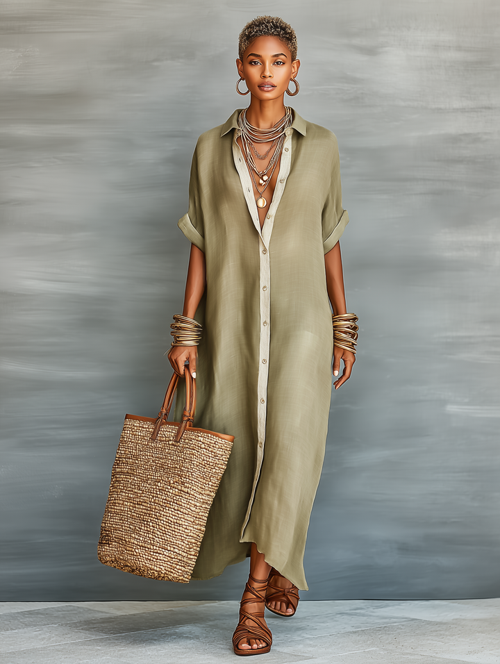 Mira Maxi Dress | Linen Blend, Short Sleeves, Perfect for Summer 4