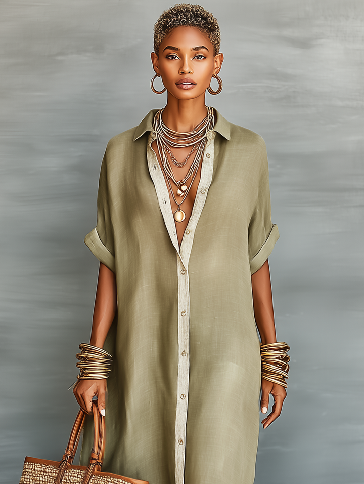 Mira Maxi Dress | Linen Blend, Short Sleeves, Perfect for Summer 5