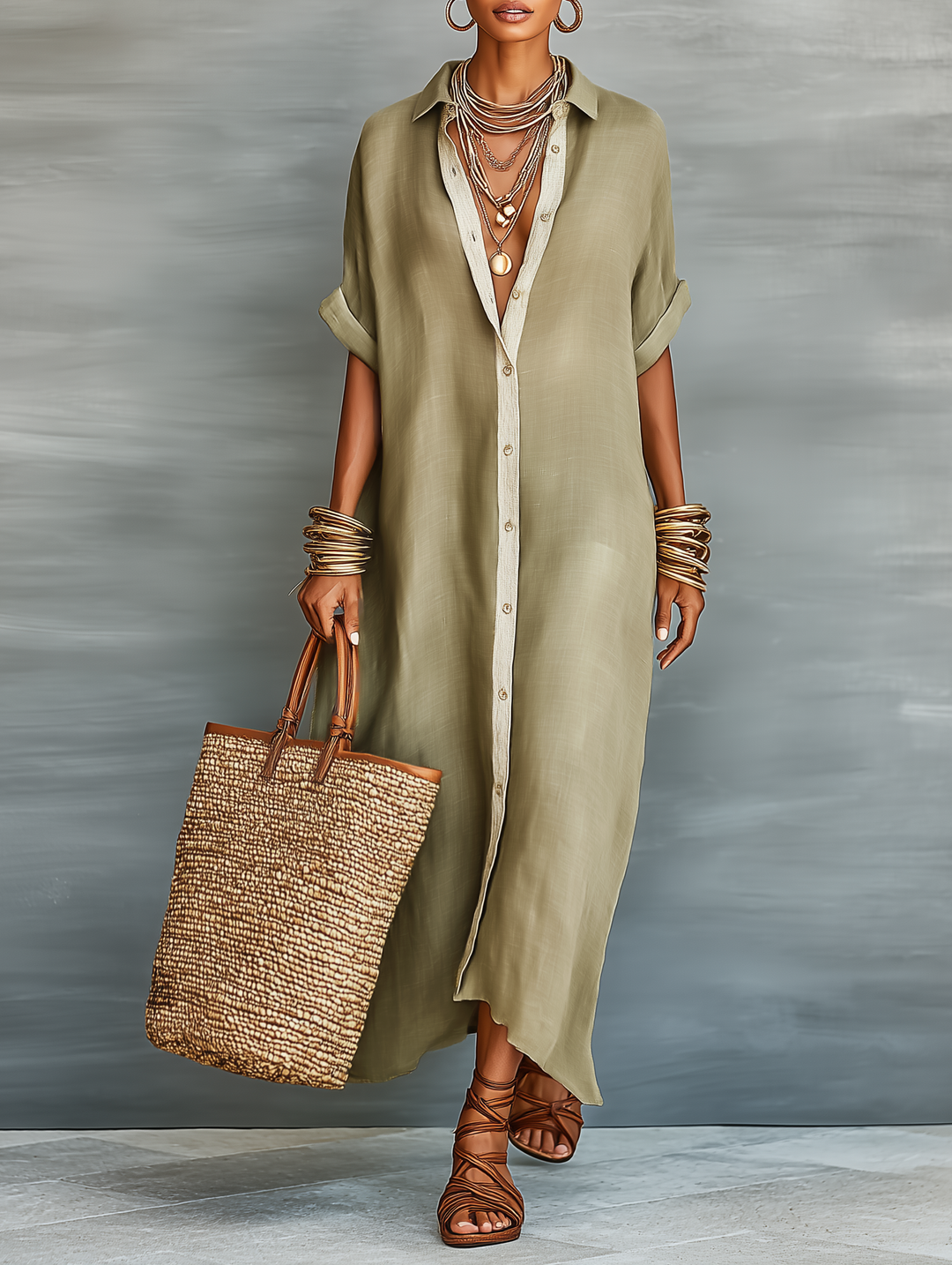 Mira Maxi Dress | Linen Blend, Short Sleeves, Perfect for Summer 7