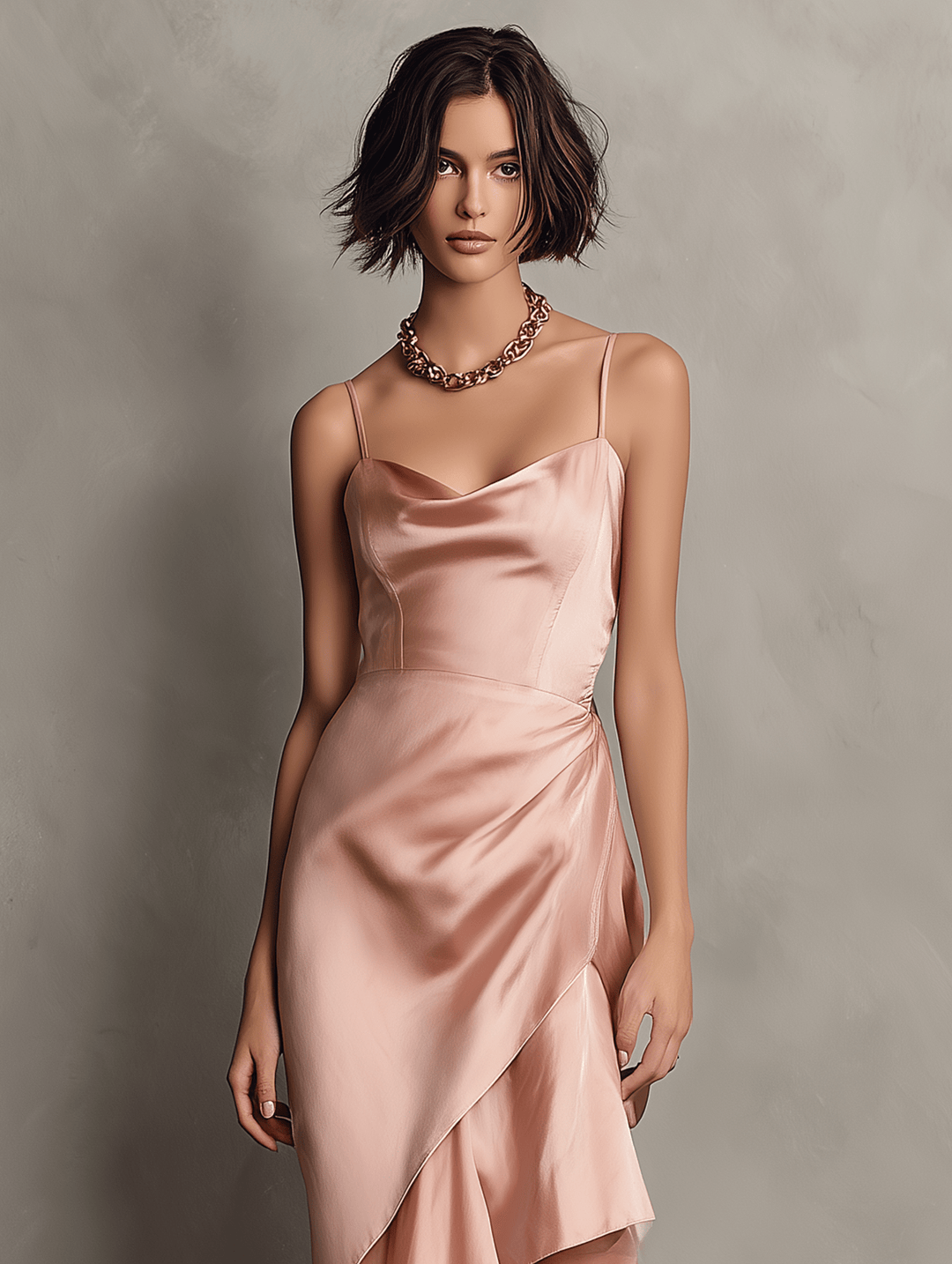 Mira Midi Dress | Satin, Cowl Neck 1