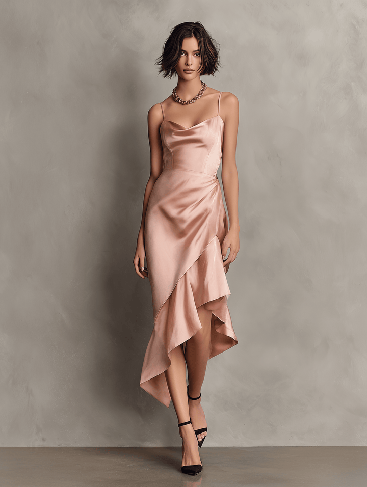 Mira Midi Dress | Satin, Cowl Neck 3
