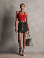 Mira Women's Set | Ribbed Knit Loungewear with Adjustable Drawstring Skort 3