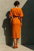 Mira Women's Set | Structured Midi Top with Puffed Sleeves 4