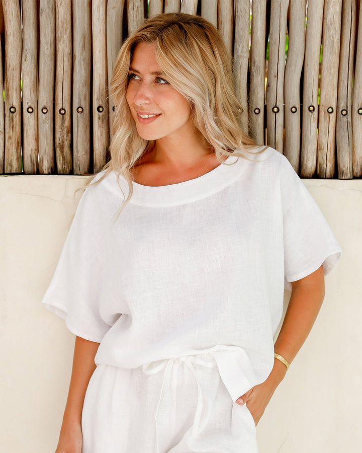 Mira Women's Top | Loose-Fit Linen, Breathable Design 0