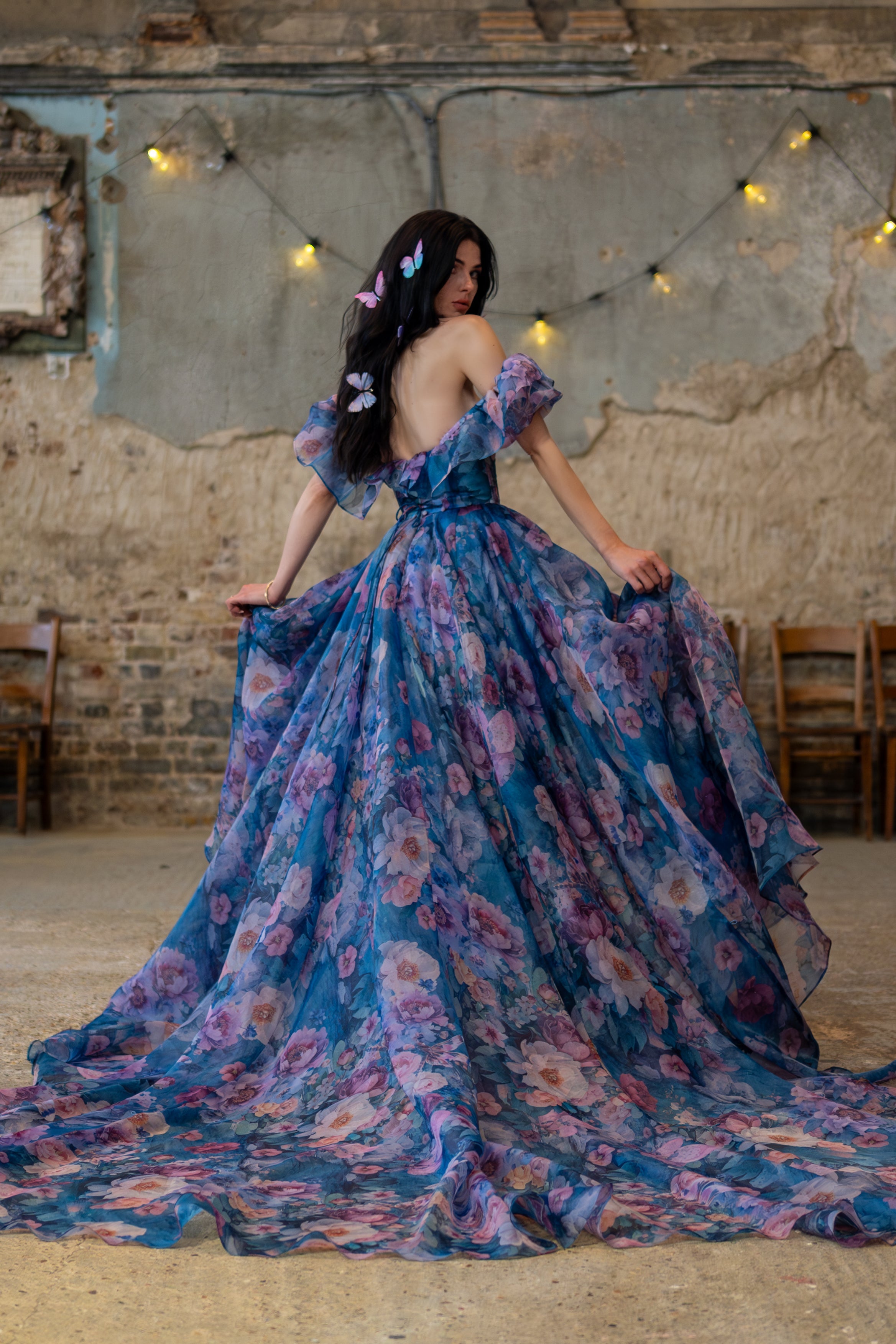 Naiad Gown | Translucent Turquoise Organza, Corseted Bodice, Formal Dress for Wedding Guests 0