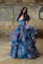 Naiad Gown | Translucent Turquoise Organza, Corseted Bodice, Formal Dress for Wedding Guests 4