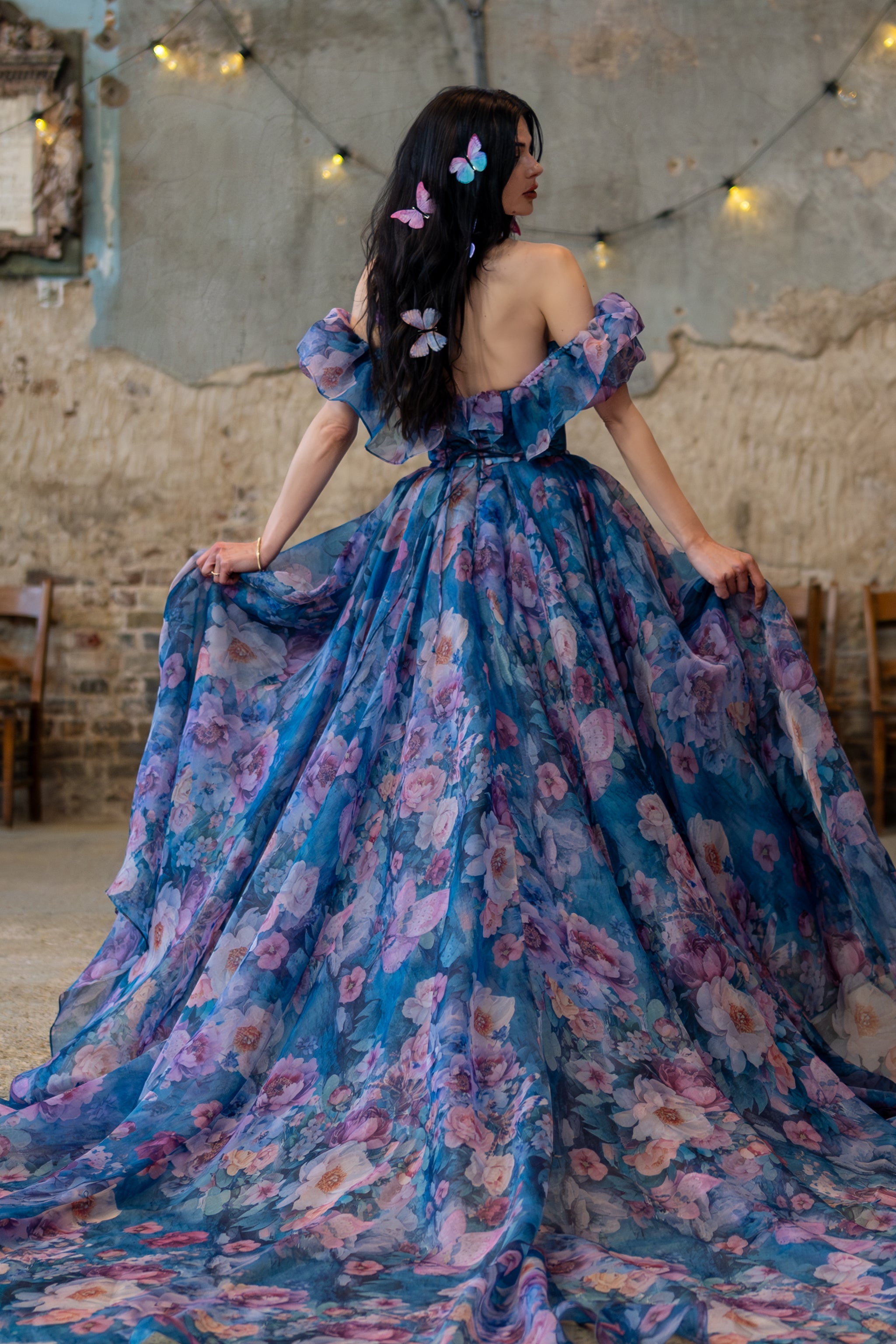 Naiad Gown | Translucent Turquoise Organza, Corseted Bodice, Formal Dress for Wedding Guests 6