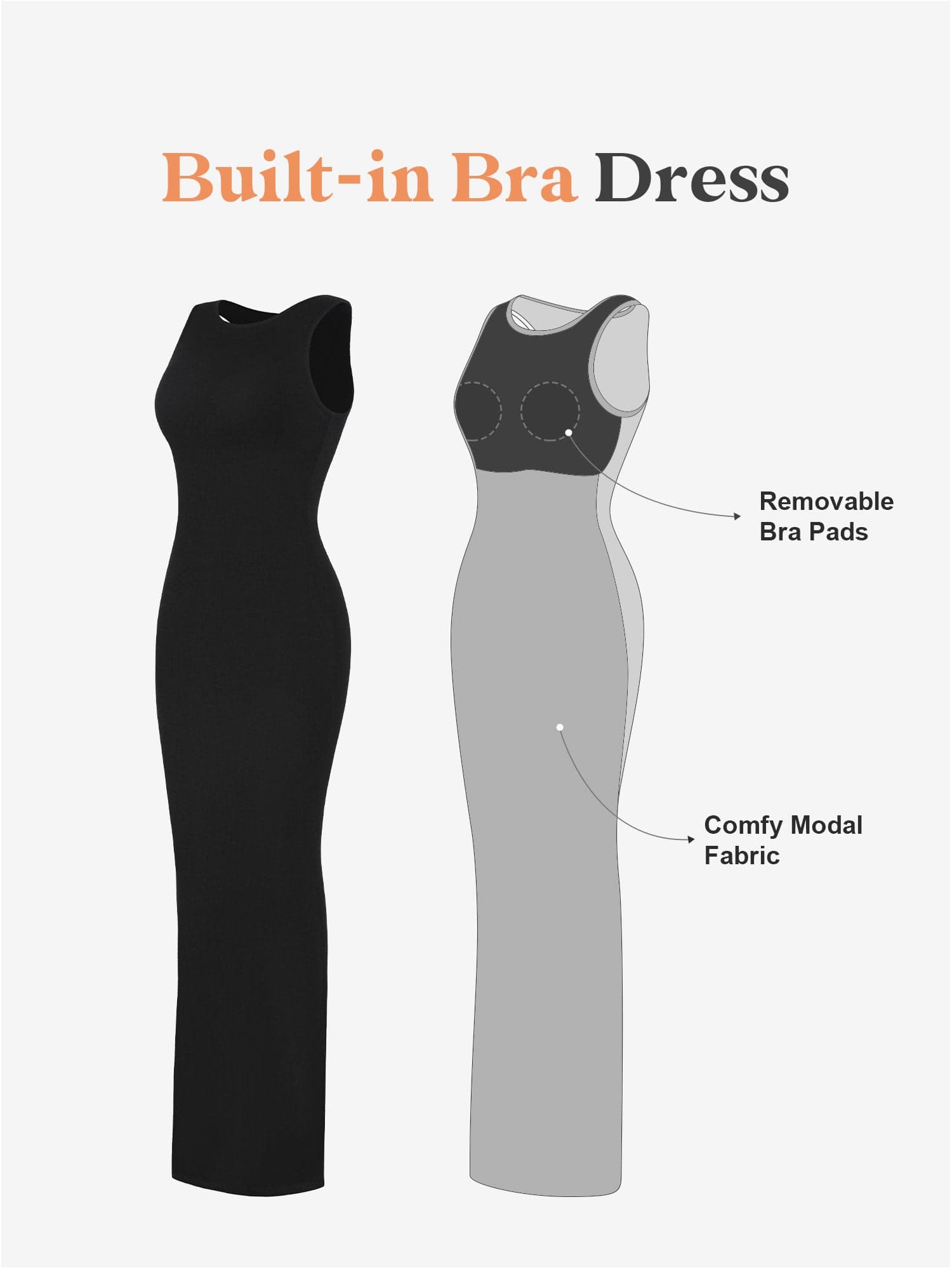 Nora Maxi Dress | Modal Sleeveless, Relaxed Fit Long Dress for Women 1