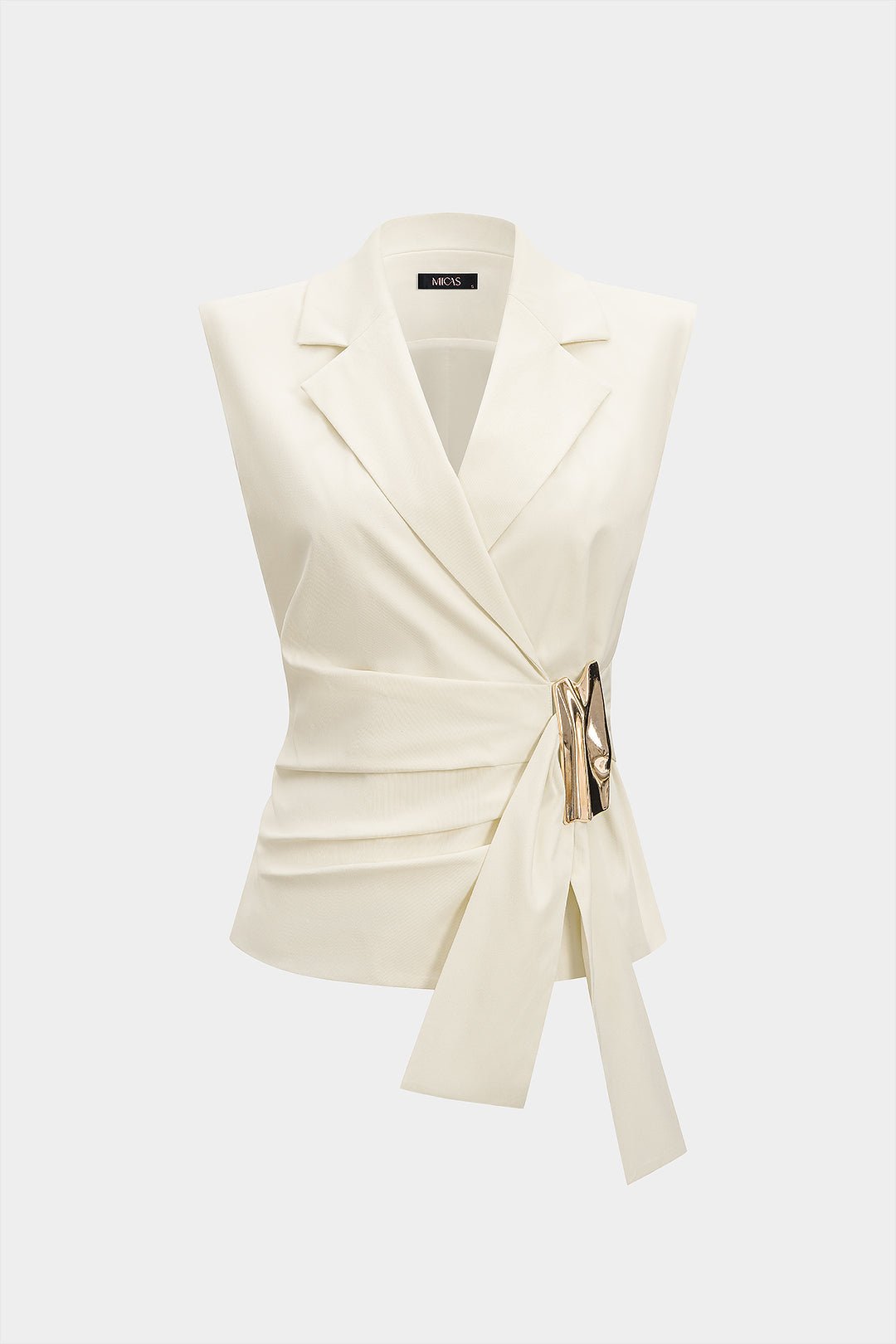 Nora Women's Vest | Asymmetrical Cut, Metallic Ruched Design 0