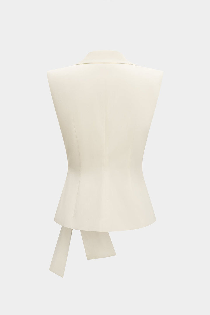 Nora Women's Vest | Asymmetrical Cut, Metallic Ruched Design 1
