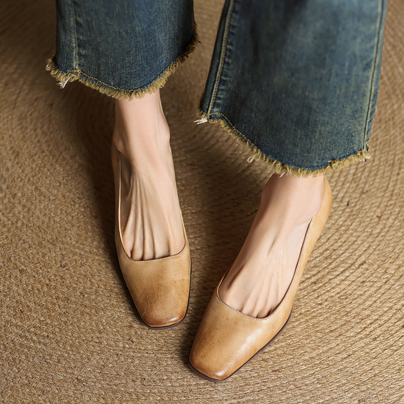 Elviera | Square Leather Heels