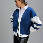 Crisp Cardigan in oversized soft cotton blend featuring stylish contrast trim, perfect for layering and adding comfort to any outfit. - 2