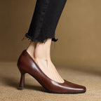 Elviera | Square Leather Heels