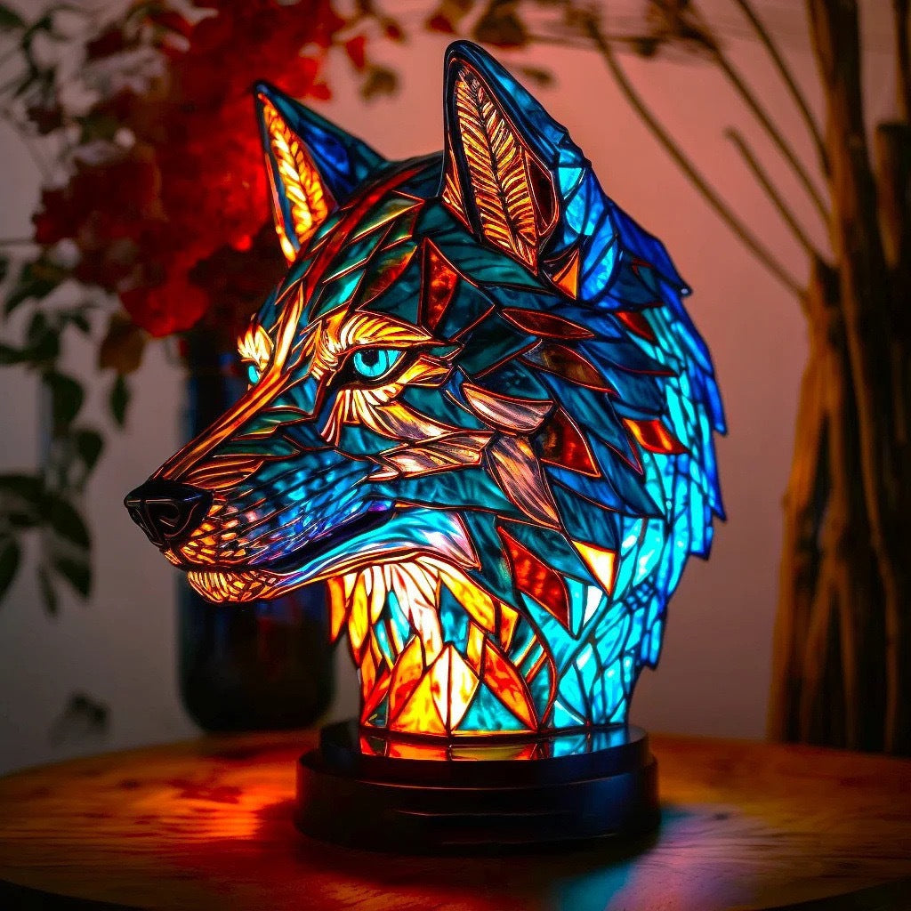 Fifou – Vibrant Glass Wolf Lamp with a Magical Glow