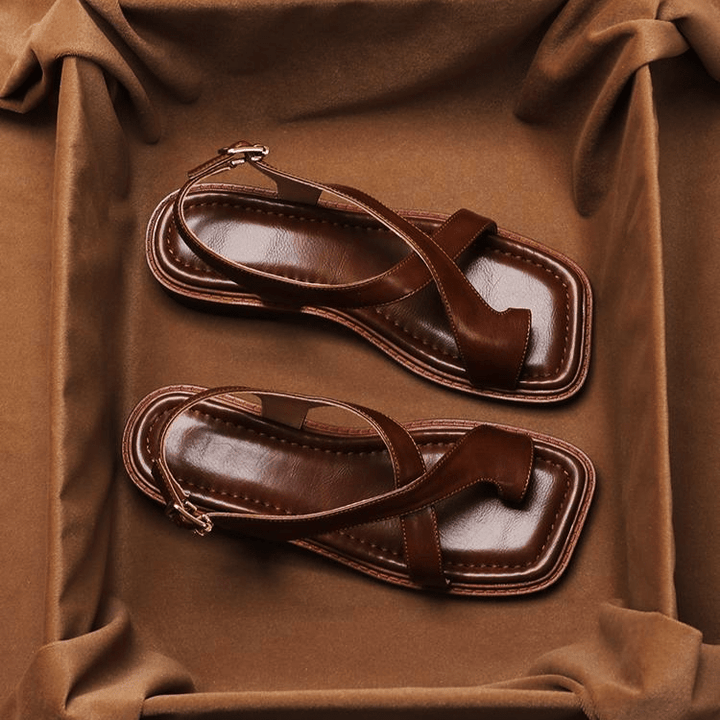 Ivy Cross Sandals | Italian Leather, Orthopedic Cushioned Footbed - 4
