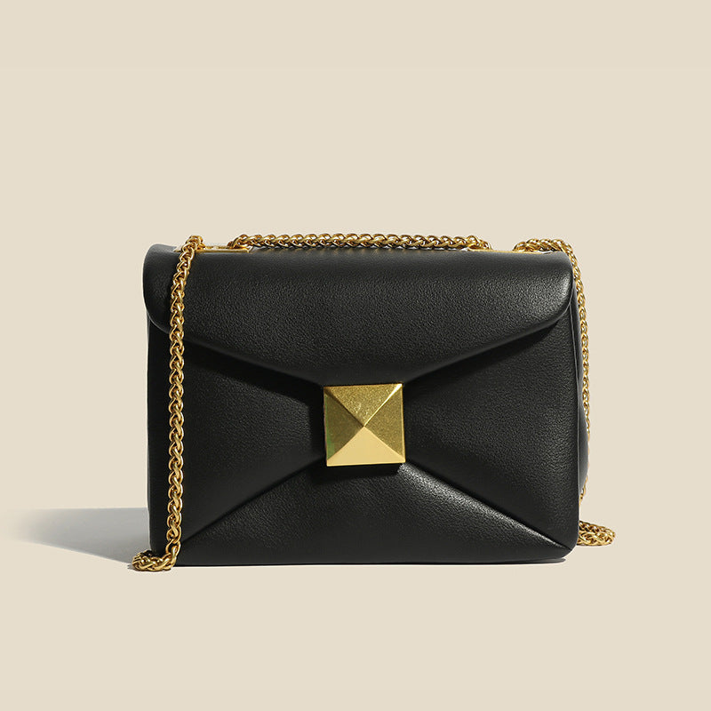 Stylish Glamco Chain Bag featuring a premium leather-look design adorned with elegant gold rivets, perfect for adding a touch of sophistication to any outfit. - 8