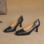 Elviera | Square Leather Heels
