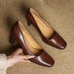 Elviera | Square Leather Heels