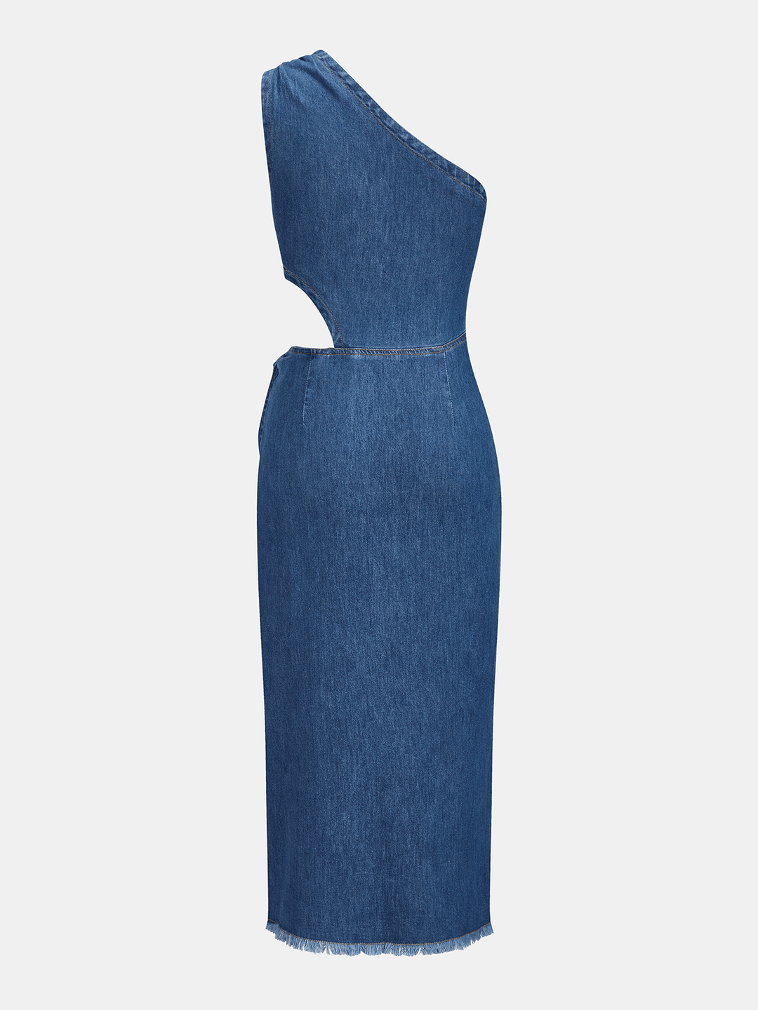 Onda Women's Dress | One-Shoulder Denim Midi, Regular Fit 2