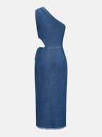 Onda Women's Dress | One-Shoulder Denim Midi, Regular Fit 2