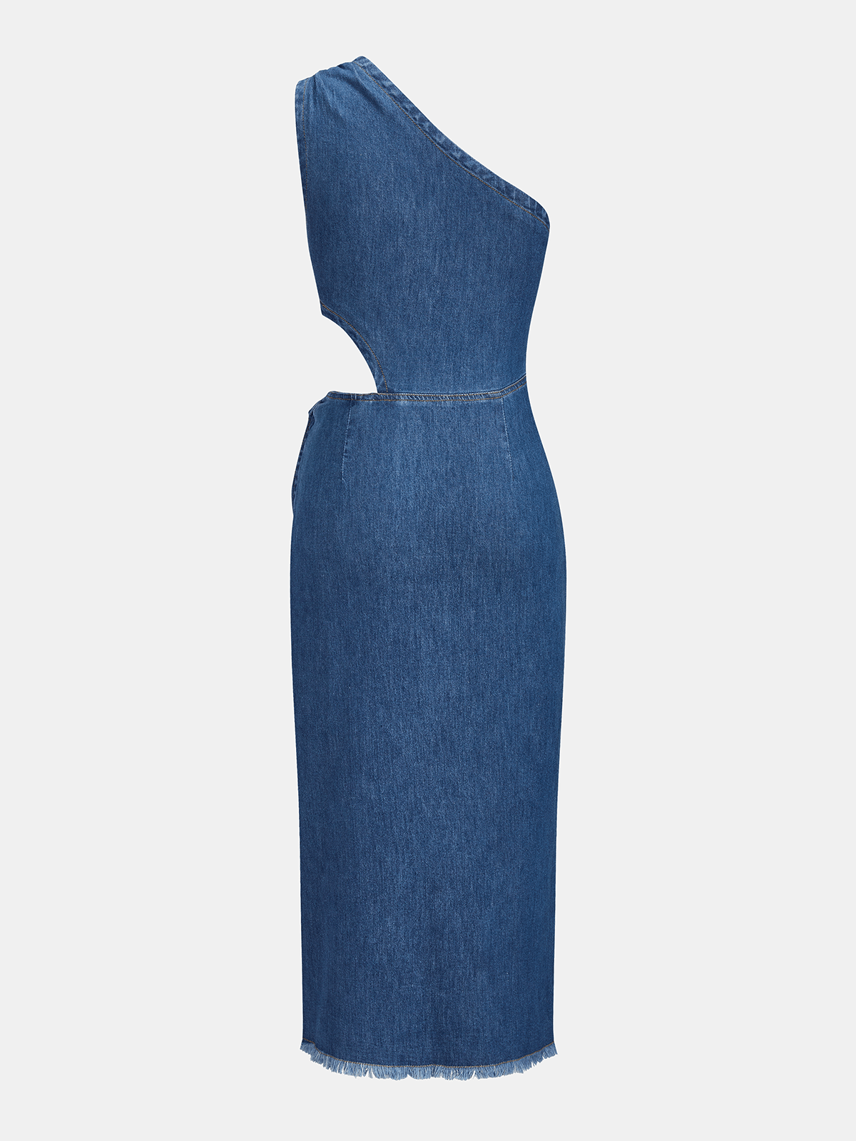 Onda Women's Dress | One-Shoulder Denim Midi, Regular Fit 2
