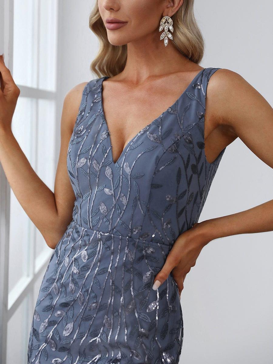 Oriel Evening Gown | Sequin Fishtail, Double V-Neck 6