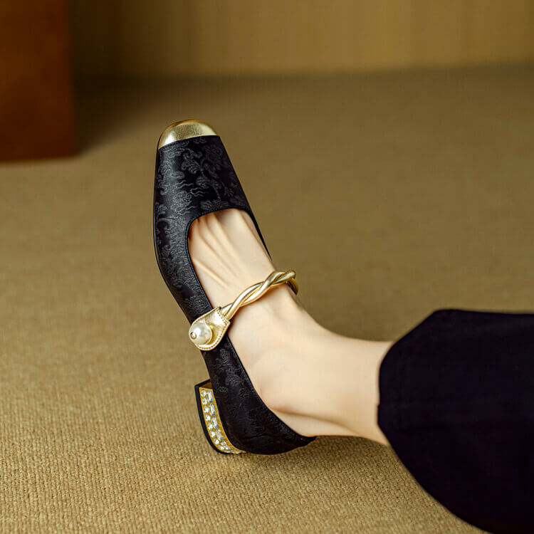 Pera Mary Jane Flats | Embroidered Satin, Comfortable Flat Shoes for Women 7