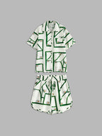 Pine Drawstring Shorts Set | Linen Blend, Casual Print 4