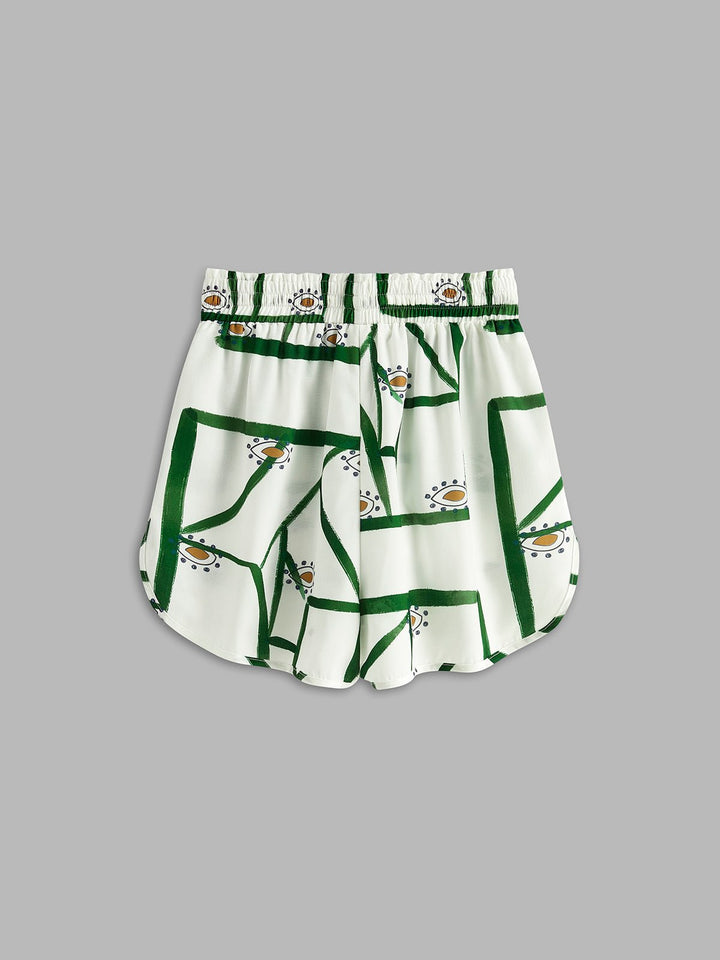 Pine Drawstring Shorts Set | Linen Blend, Casual Print 8