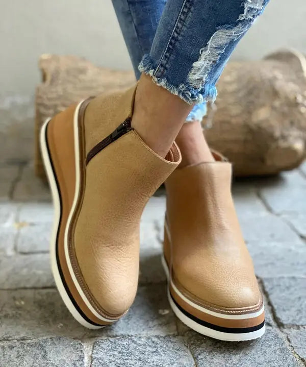 Pinnacle Black Ankle Boots | Stylish PU Leather, Comfortable Wedge Design 2