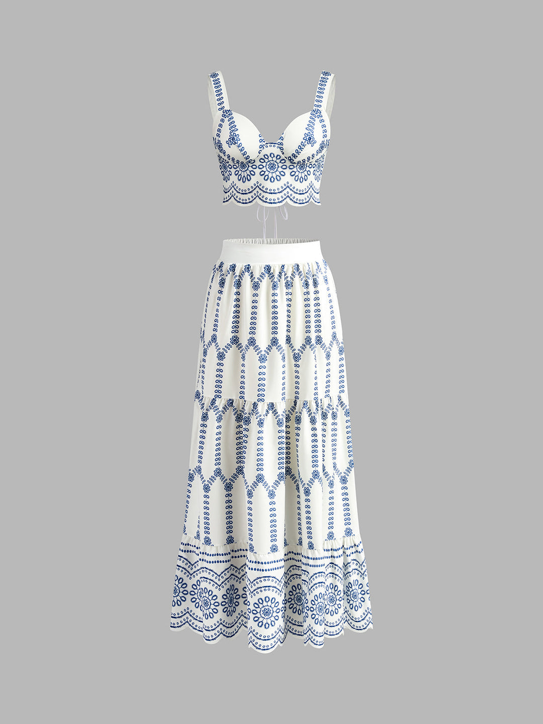Pinta Two Piece Skirt Set | Printed Polyester, Tie Back Design 0