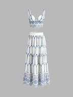 Pinta Two Piece Skirt Set | Printed Polyester, Tie Back Design 0