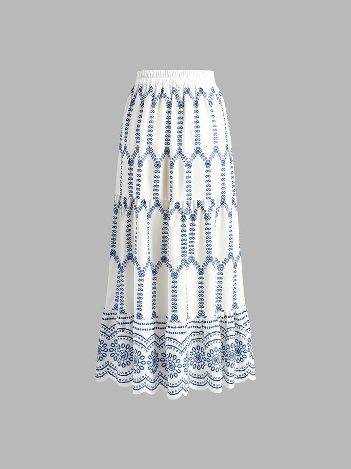 Pinta Two Piece Skirt Set | Printed Polyester, Tie Back Design 4