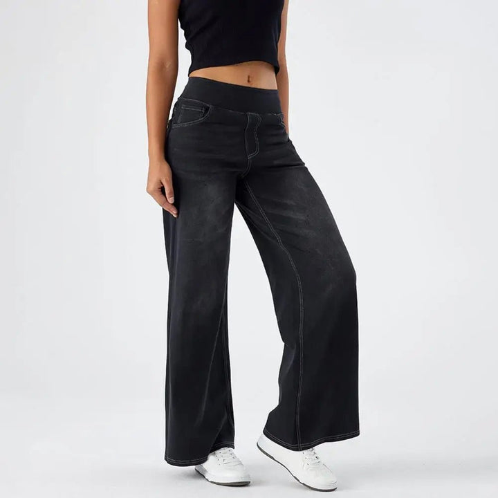 Polo Wide Leg Jeans | High Waisted Stretch Denim, Black 5