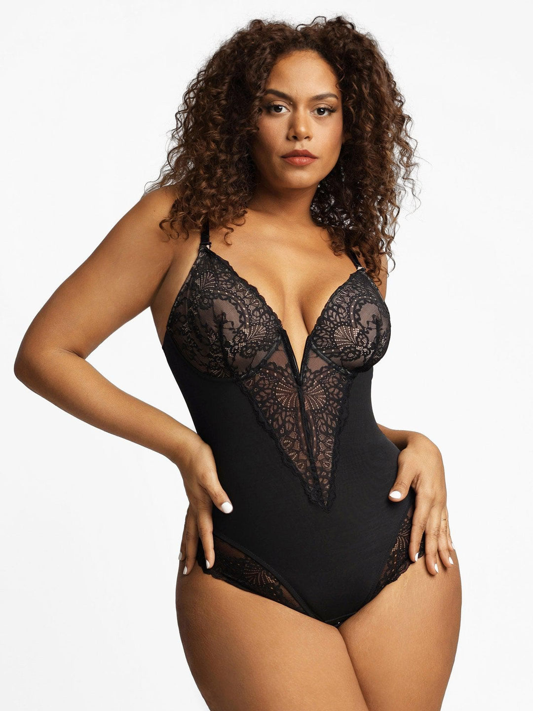 Poppy Lace Bodysuit | Deep-V Neck, Breathable Fabric, Tummy Control 0