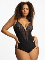 Poppy Lace Bodysuit | Deep-V Neck, Breathable Fabric, Tummy Control 0