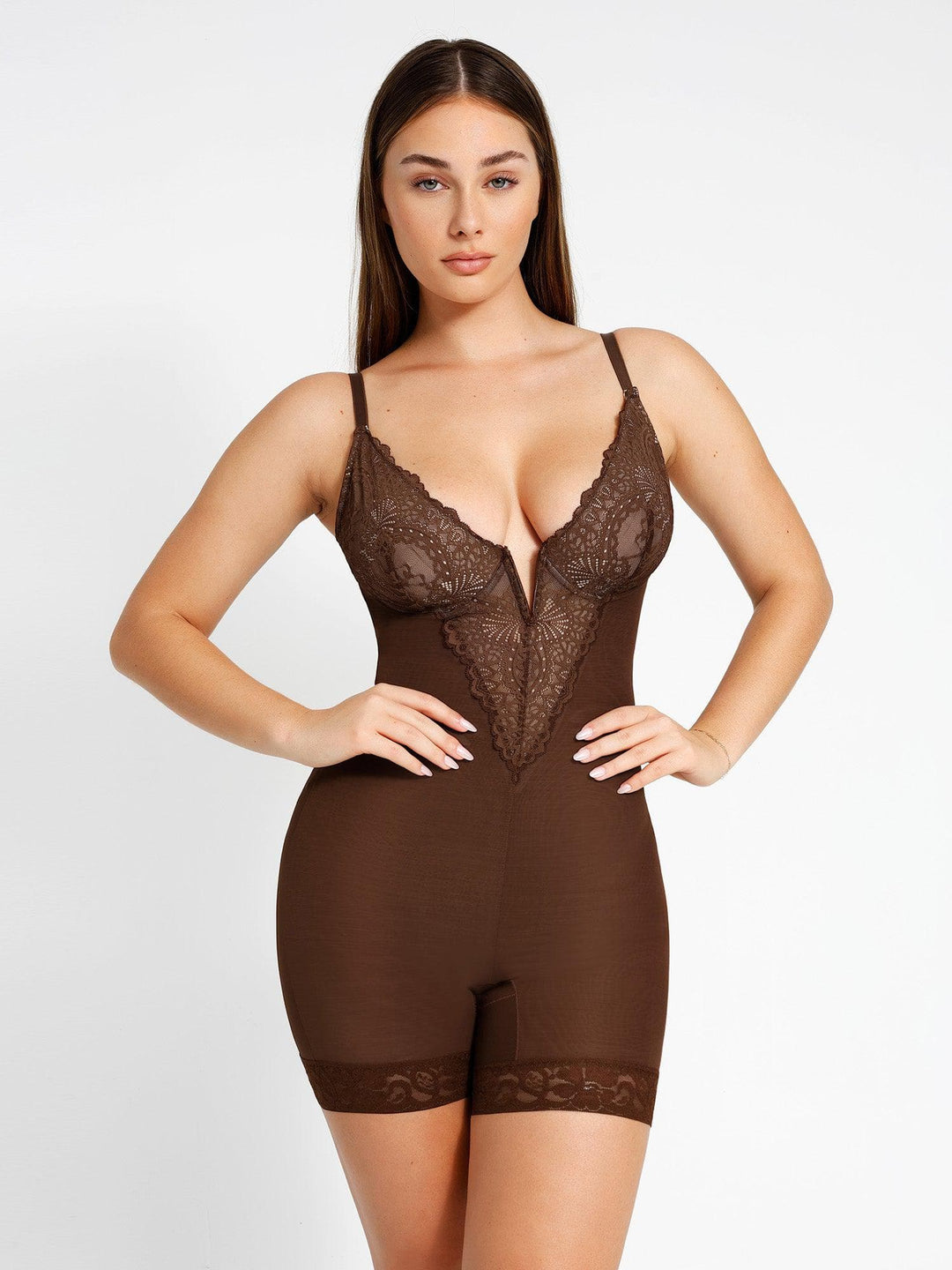 Poppy Lace Bodysuit | Deep-V Neck, Breathable Fabric, Tummy Control 11