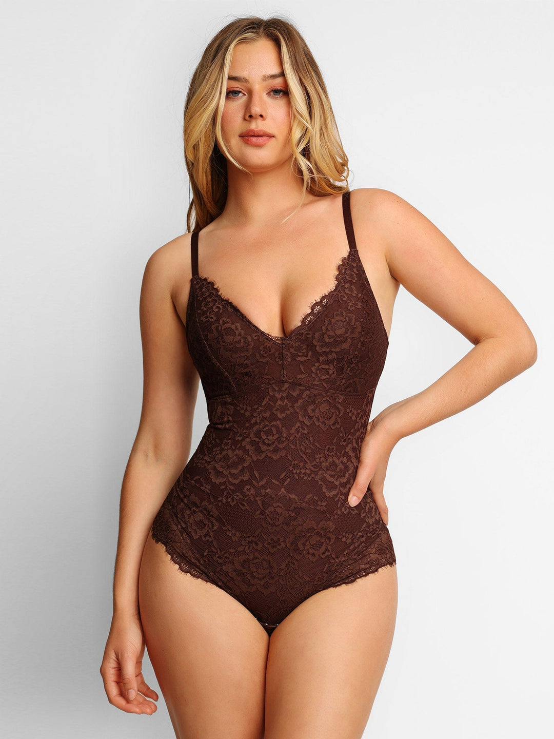 Poppy Lace Bodysuit | Deep-V Neck, Breathable Fabric, Tummy Control 13