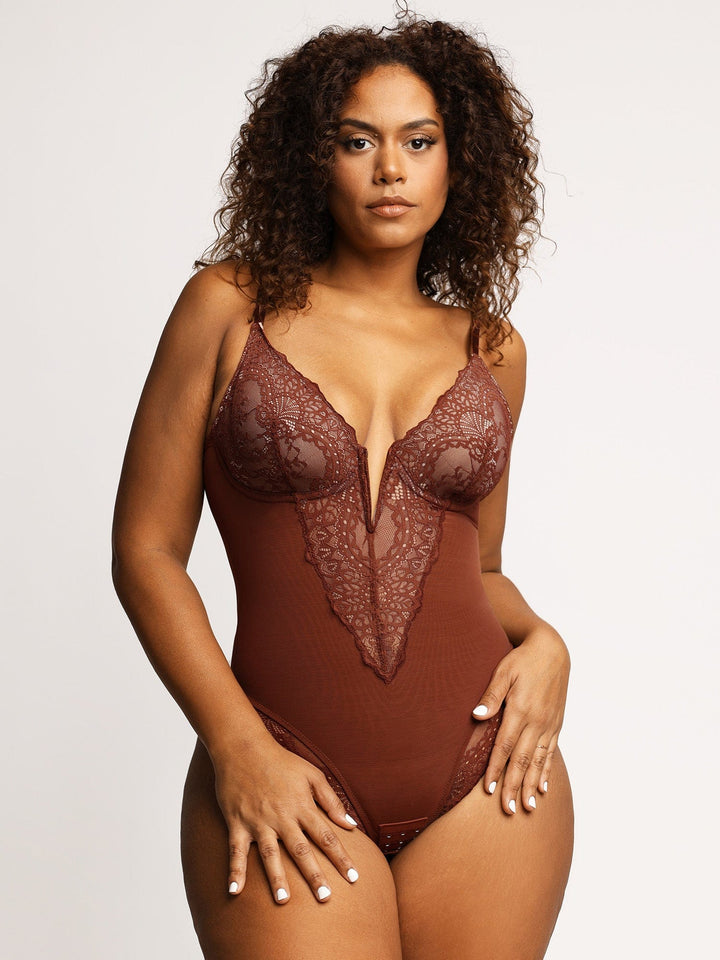 Poppy Lace Bodysuit | Deep-V Neck, Breathable Fabric, Tummy Control 4