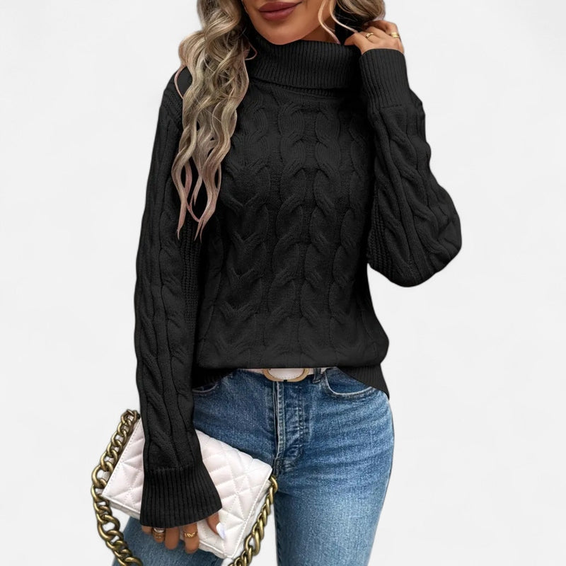 Breezy Knit Turtleneck Sweater | Chunky Cable-Knit Design