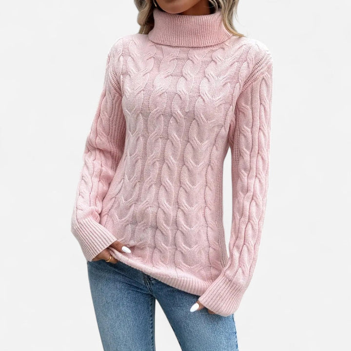 Breezy Knit Turtleneck Sweater | Chunky Cable-Knit Design