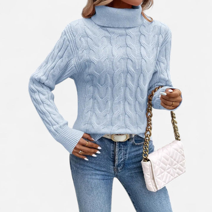 Breezy Knit Turtleneck Sweater | Chunky Cable-Knit Design