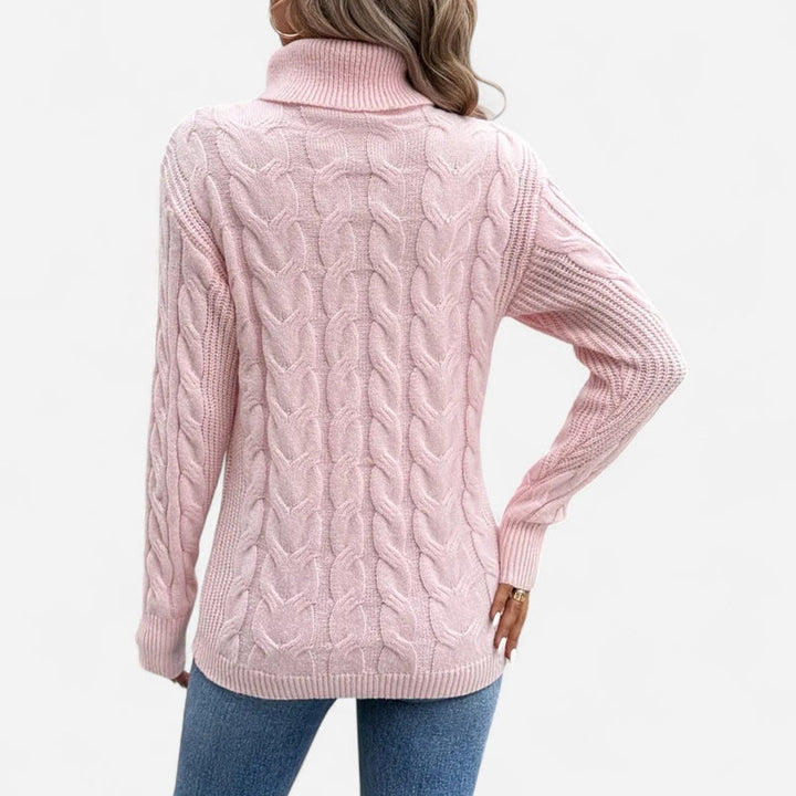 Breezy Knit Turtleneck Sweater | Chunky Cable-Knit Design