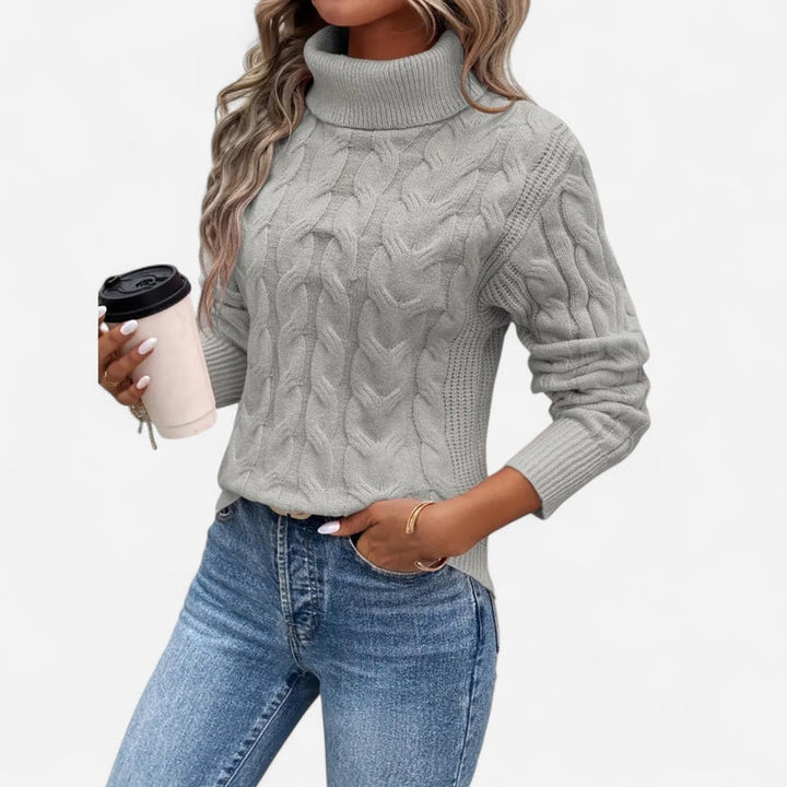 Breezy Knit Turtleneck Sweater | Chunky Cable-Knit Design