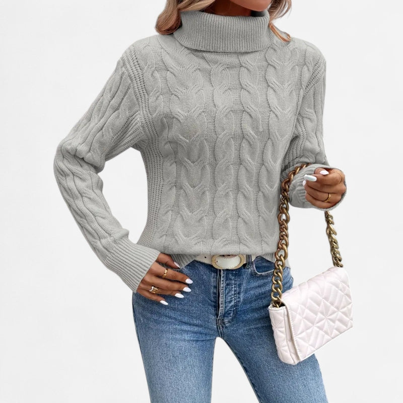 Breezy Knit Turtleneck Sweater | Chunky Cable-Knit Design