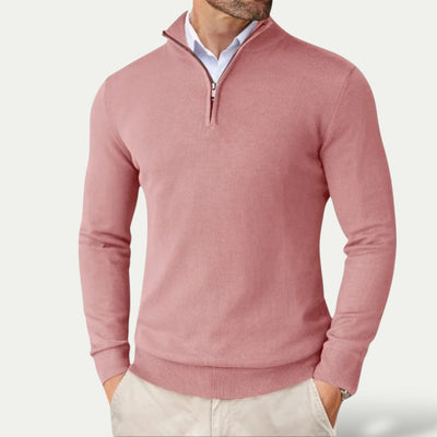 Tobias | Men's Cashmere Pullover with Half Zip and Long Sleeves
