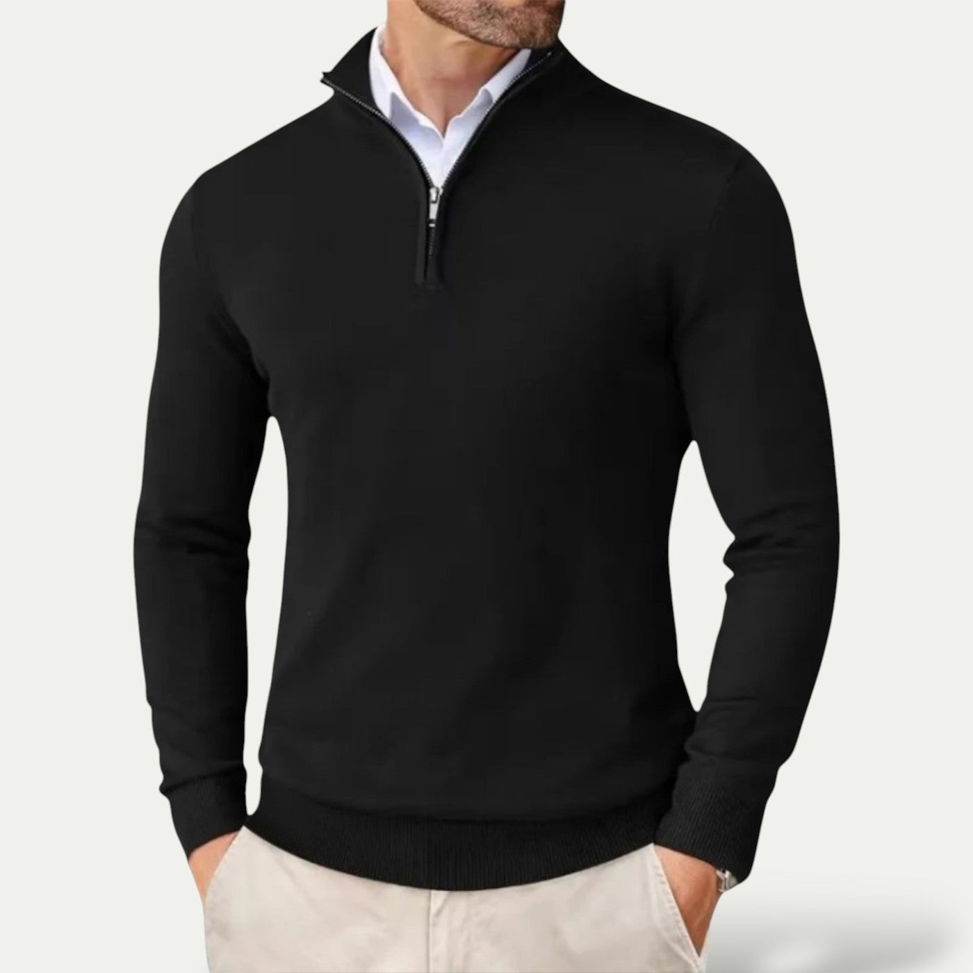 Tobias | Men's Cashmere Pullover with Half Zip and Long Sleeves