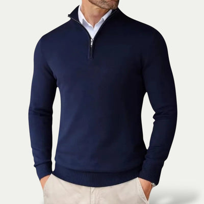 Tobias | Men's Cashmere Pullover with Half Zip and Long Sleeves